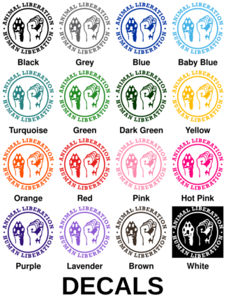 Human Liberation Animal Liberation Decals